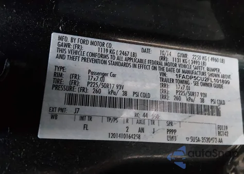 2015 Ford C-Max Energi Sel z USA, uszkodzony, nr VIN 1FADP5CU2FL101899